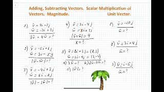 Precalculus: Adding, Dubtracting Vectors Algebraically. Multiplication. Magnitute. Unit Vector.