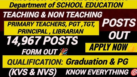 14,967 TEACHING & Non TEACHING POSTS OUT👏|| Govt TEACHER POSTS FORM OUT🎯|| Apply Now✅