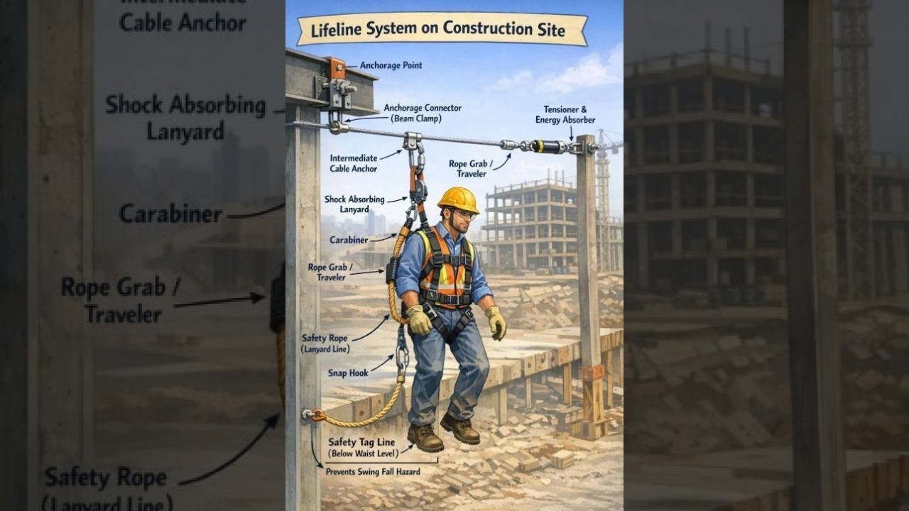 lifeline system work at height - YouTube