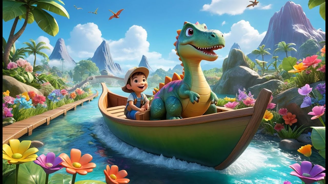 Row Row Your Dinosaur | Fun Dinosaur Nursery Rhyme for Toddlers | Early Learning Adventure Songs