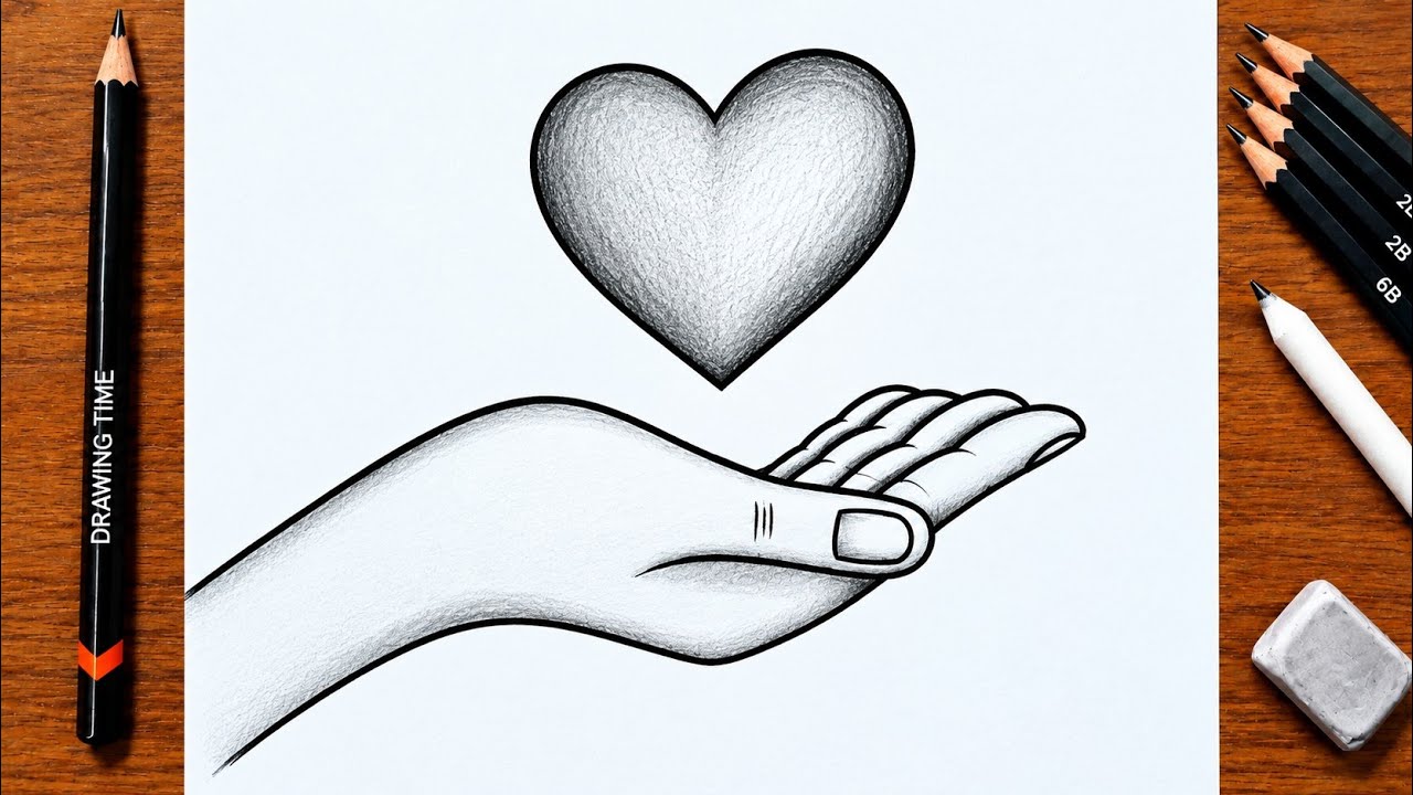How to Draw a Heart in a Hand ️ | Easy Step by Step Drawing Tutorial ...