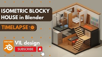 Isometric Blocky HOUSE in Blender 3.6 (TIMELAPSE) #3d