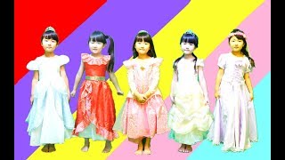 連続変身ごっこディズニープリンセスなりきり Disney Princess Hanemarisworld Youtube