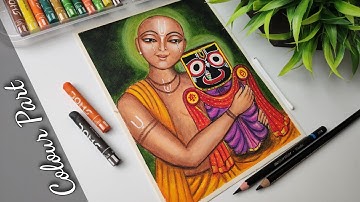 Lord Jagannath Drawing with Oil Pastels | Lord Jagannath with ShreeChaitanyadev drawing #jagannath