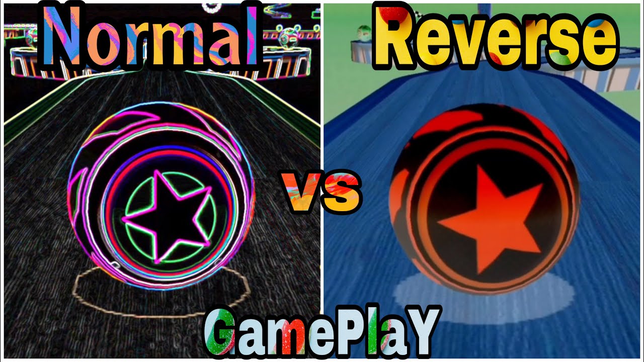 Normal gameplay 🆚 reverse gameplay challenge in sky rolling ball game