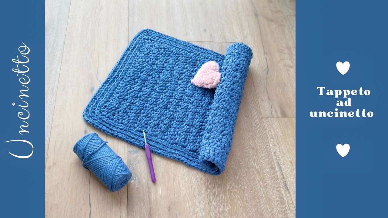 Tutorial tappeto Blu fatto a mano ad uncinetto  easy crochet