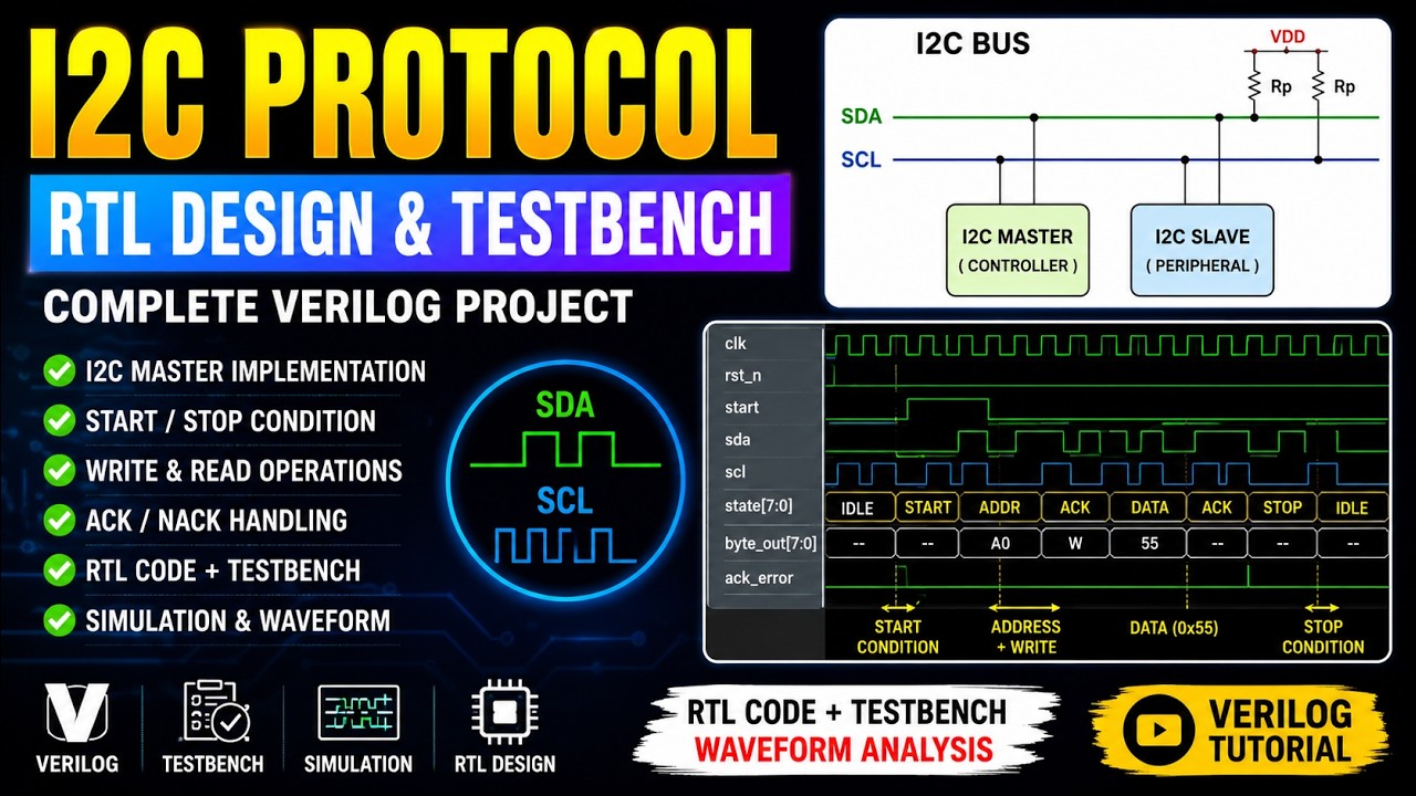 I2C Protocol RTL Design and Testbench in Verilog | Complete I2C Master ...