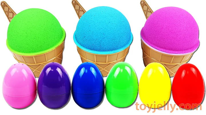 Learn Colors Kinetic Sand Ice Cream Cup Surprise Egg Toys Barbie Disney Tsum Tsum Smurfs Play Doh