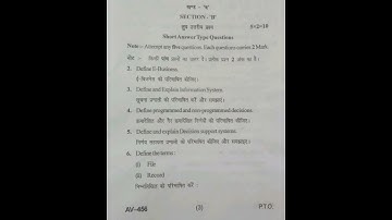 Bba/management information system MIS/last year question paper 2022/bu/bhopal/important question