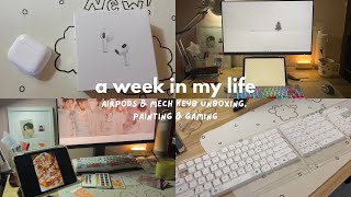 🍮 week in my life — mini desk makeover, airpods unboxing & gaming vlog