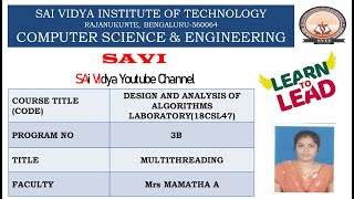 DESIGN AND ANALYSIS OF ALGORITHMS LABORATORY (18CSL47)- PROGRAM 3B
