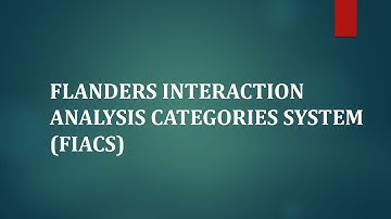 FLANDERS INTERACTION ANALYSIS CATEGORIES SYSTEM (FIACS) /First semester/ General paper/B. Ed / KU