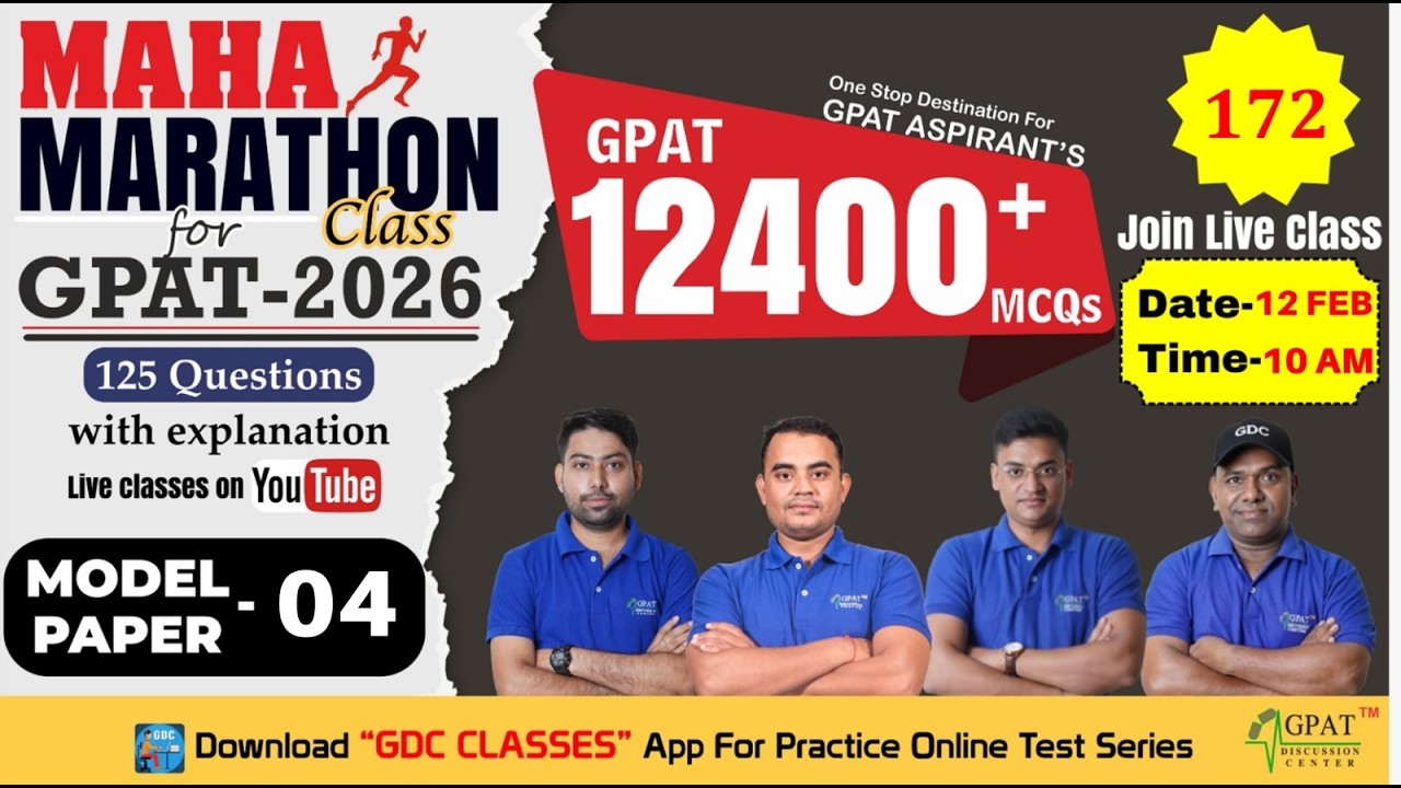 MAHA MARATHON- GPAT 2026 | Class-172 | Model Paper- 04 : Complete Syllabus #modelpaper