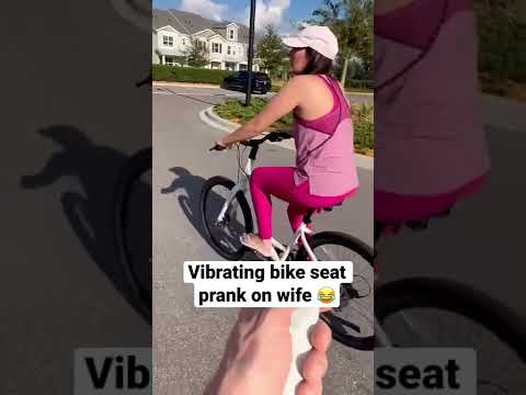 Vibrating bike seat prank on wife😂 #shorts