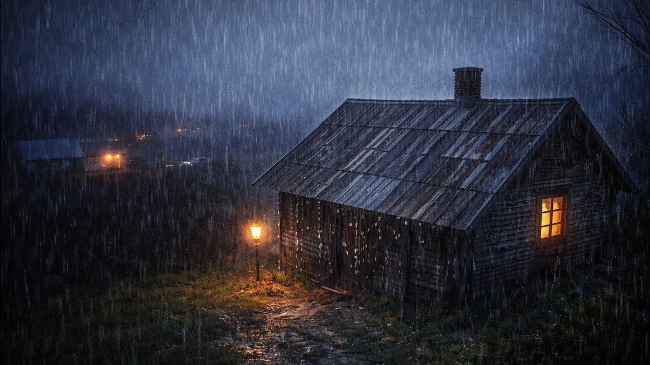Extreme Heavy Rain Night 🌧️ Cozy Cabin in Powerful Rainstorm | Deep Sleep Sounds 4K