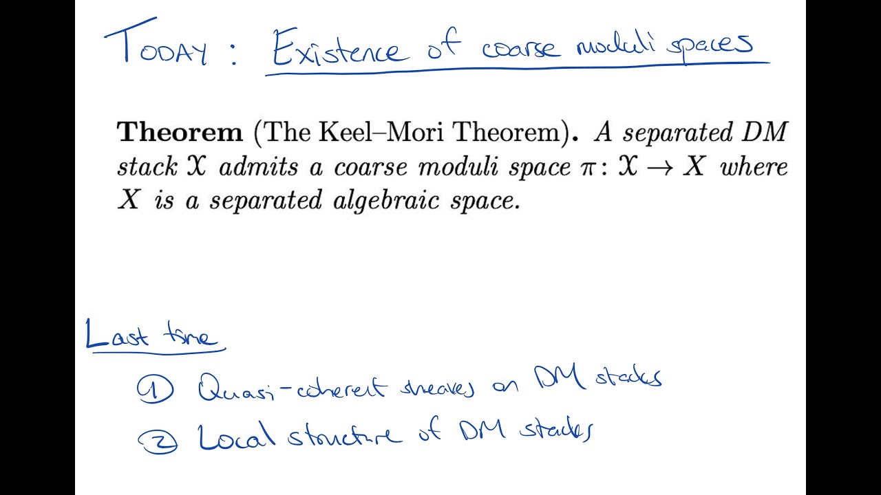 Lecture 11: Existence of coarse moduli spaces