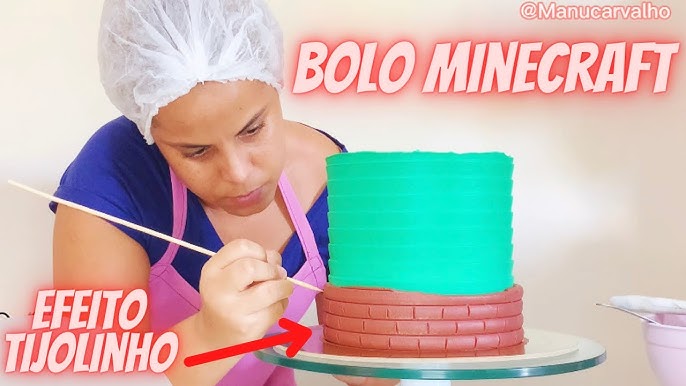 Bolos DeArt - Bolo dos Minecraft chantilly e hóstia.