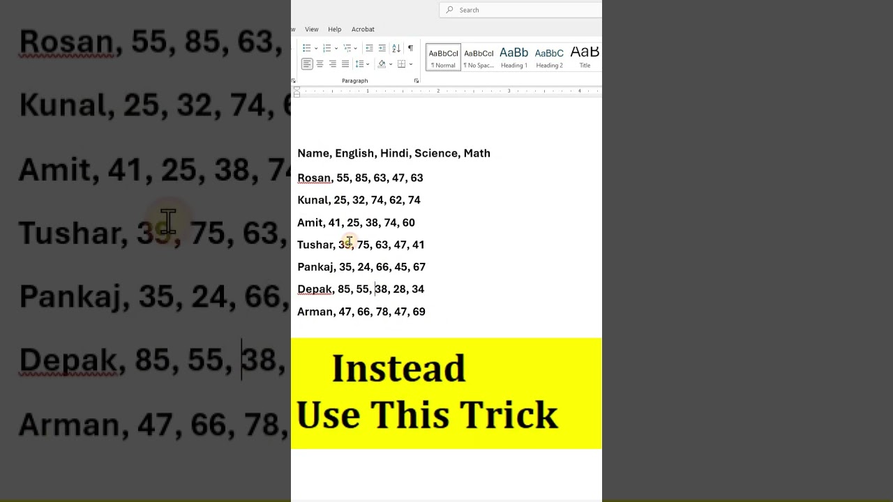✅Convert text to a table instantly using this shortcut💯 😱 