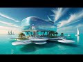 Futuristic Floating Hotel: A Relaxing Escape | Ambient Chill & Ocean Sounds for Deep Relaxation
