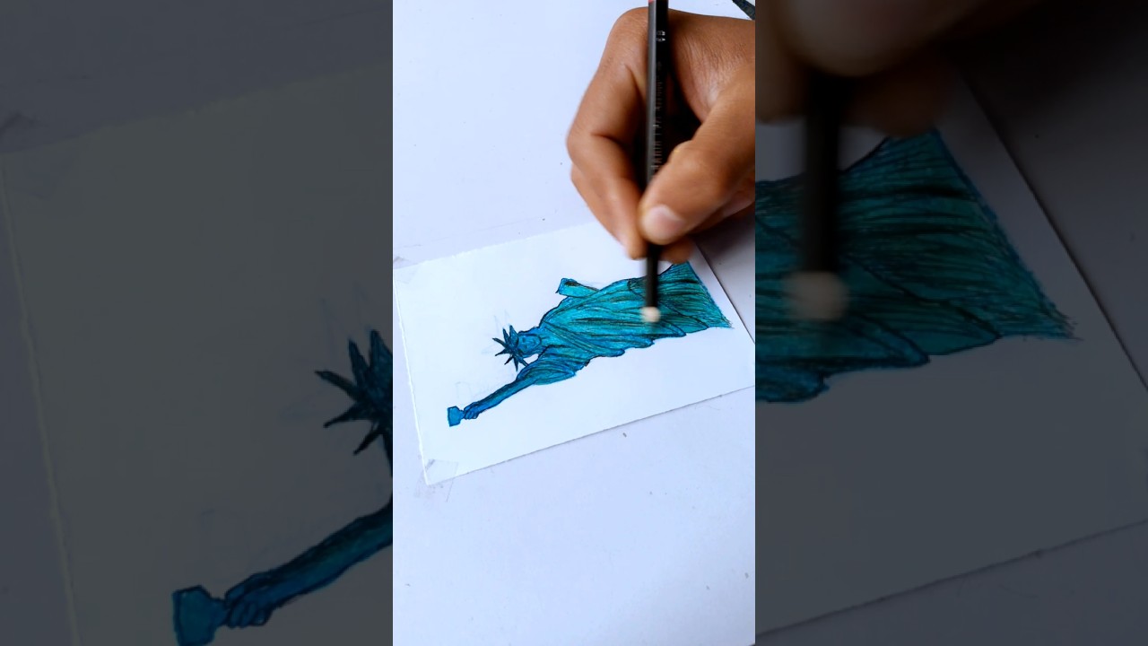 Statue of Liberty colour pencil drawing 