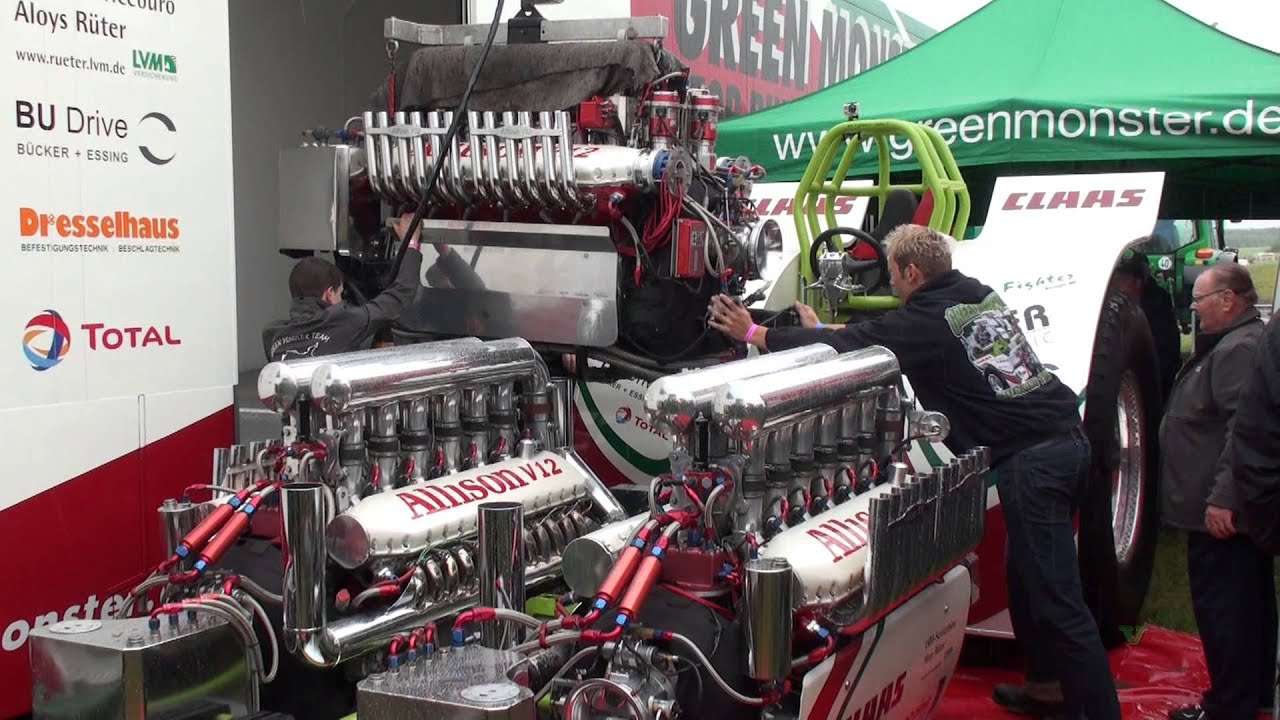 Allison V12 Tractorpuller Green Fighter by Victoria Sommer YouTube