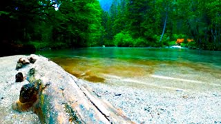 Sounds of a mountain river. One hour of video in 4K for relaxation and meditation