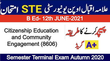 Citizenship Education and Community Engagement (8606)-Semester Terminal Exam 2020-B.Ed