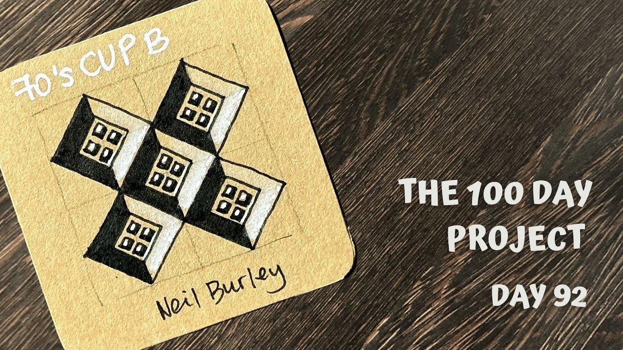 Day 92 of 100 Days of Tangling - 70’s Cup B