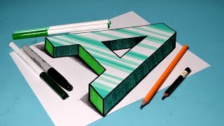 How to Draw 3D Letter A / Easy Trick Art Drawing / Anamorphic Illusion