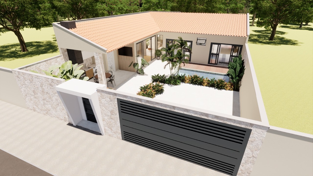 A Fachada Mais Linda que Você Verá Hoje! Projeto em L com Telha Aparente .Cód328A