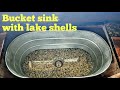 Bucket sink with Epoxy Lake shell bottom