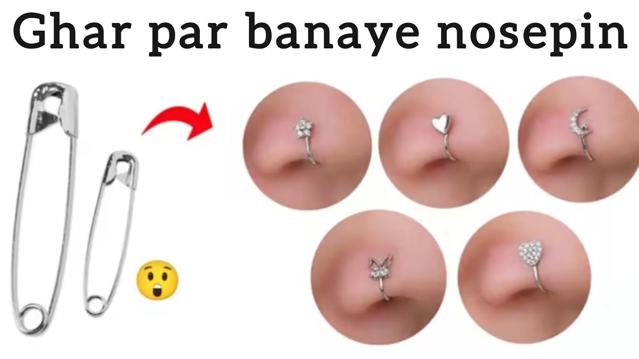 5 easy homemade nosepin🥰/ how to make nose pin from Safety Pin/non piercing nose ring 