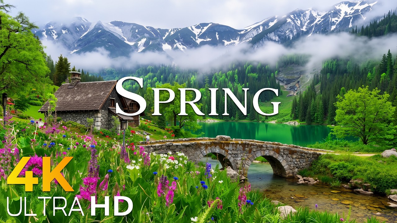 Switzerland in Bloom 🌿 Spring Meadows & Alpine Lakes 4K | Relaxing Scenery