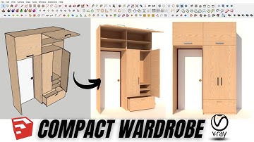 how to make compact wardrobe in sketchup + vray