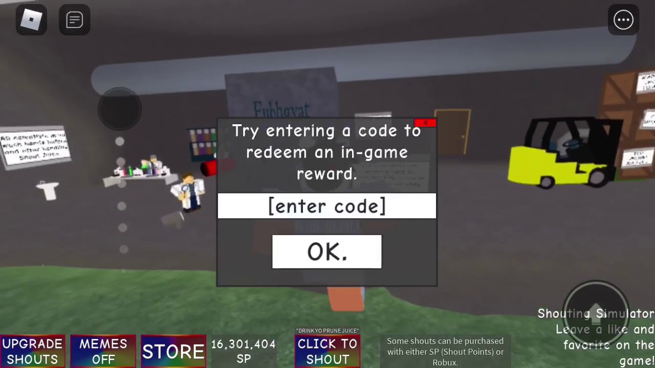 Codes For Shouting Simulator 2023