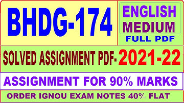 bhdg 174 solved assignment 2021-22 / bhdg 174 solved assignment in English / ignou bhdg 174