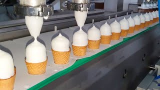 Awesome Ice Cream Cone Ball Filling Line inside the Factory