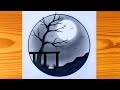 Beautiful Night Landscape Drawing for Beginners (Step-by-Step