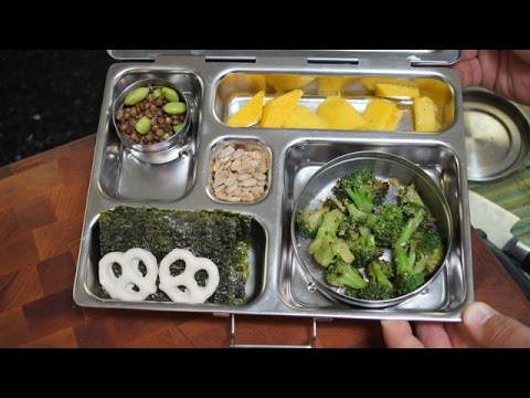 SCHOOL LUNCH:  edamame,lentils, broccoli, yogurt pretzels, mango, seaweed snack