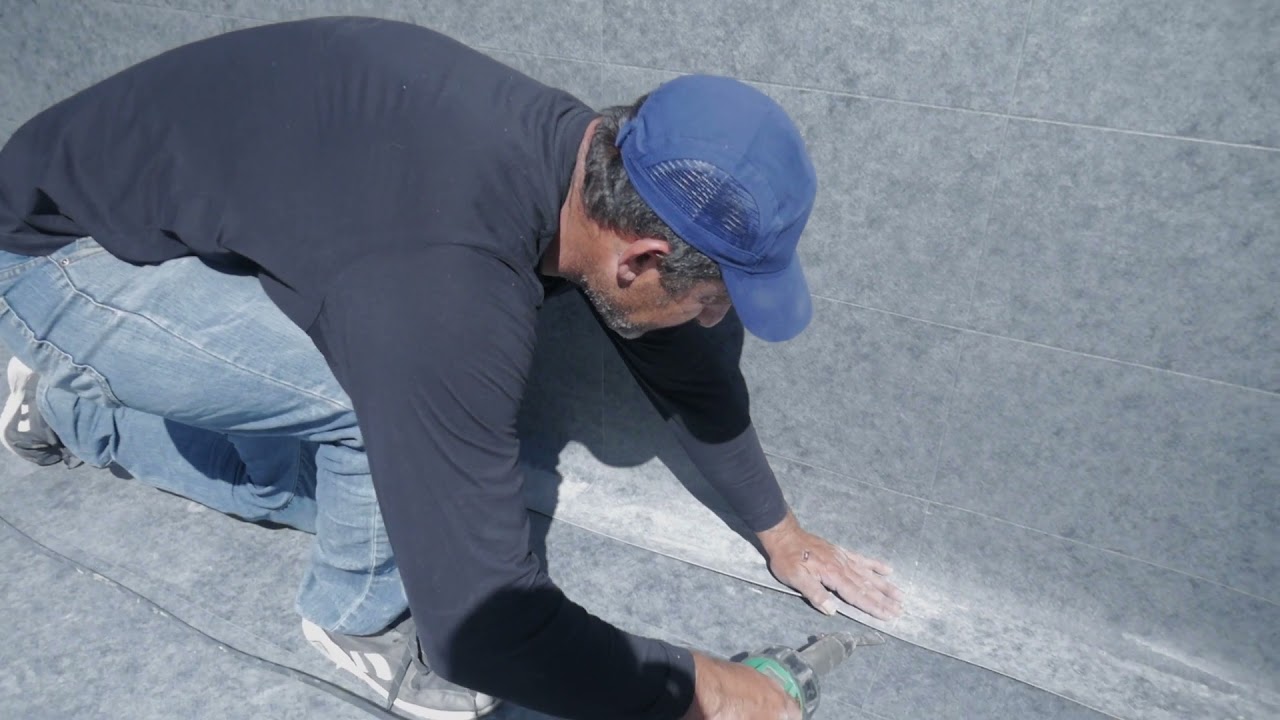 HAOGENPLAST StoneTile Slate RAW Installation 1080 #LaminaArmada #ReinforcedMembrane #ReinforceLiner