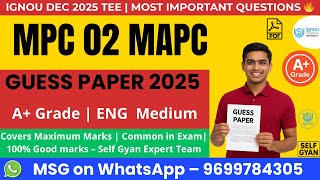 MPC 02 Guess Paper MAPC IGNOU | Most Important Questions for TEE | Self Gyan