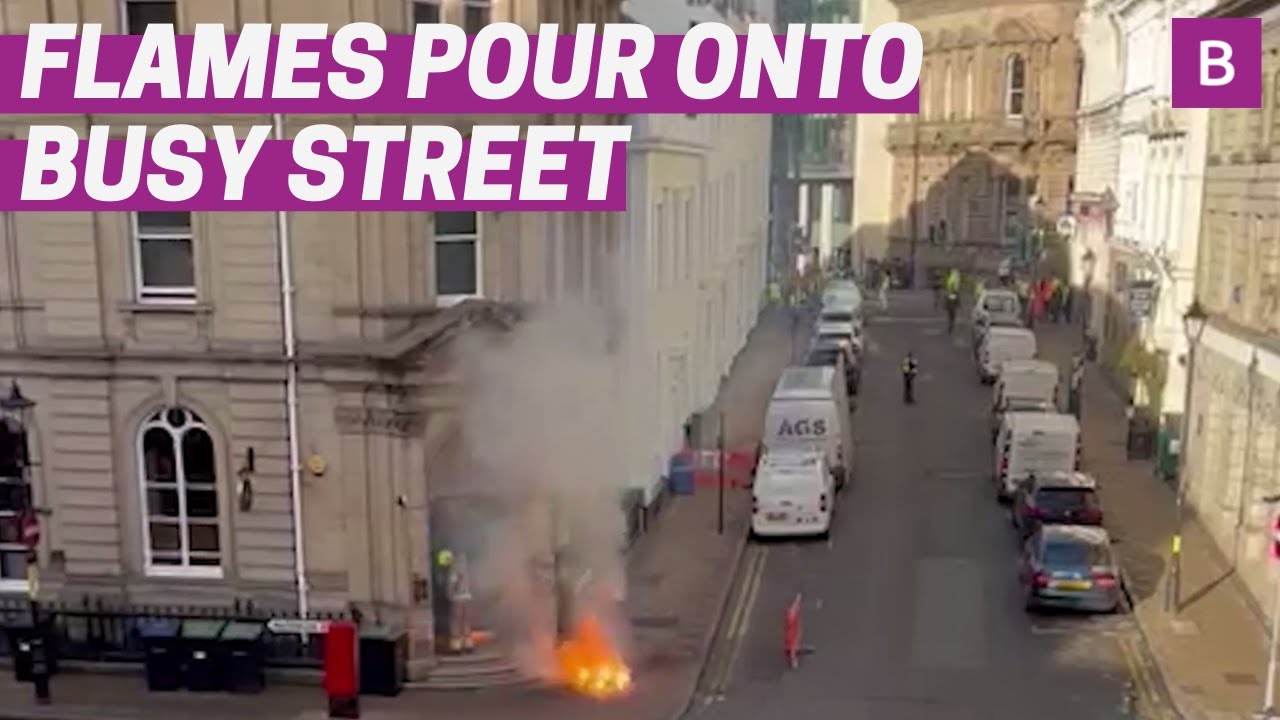 Pavement 'explodes' as flames pour from underground electrical fire ...