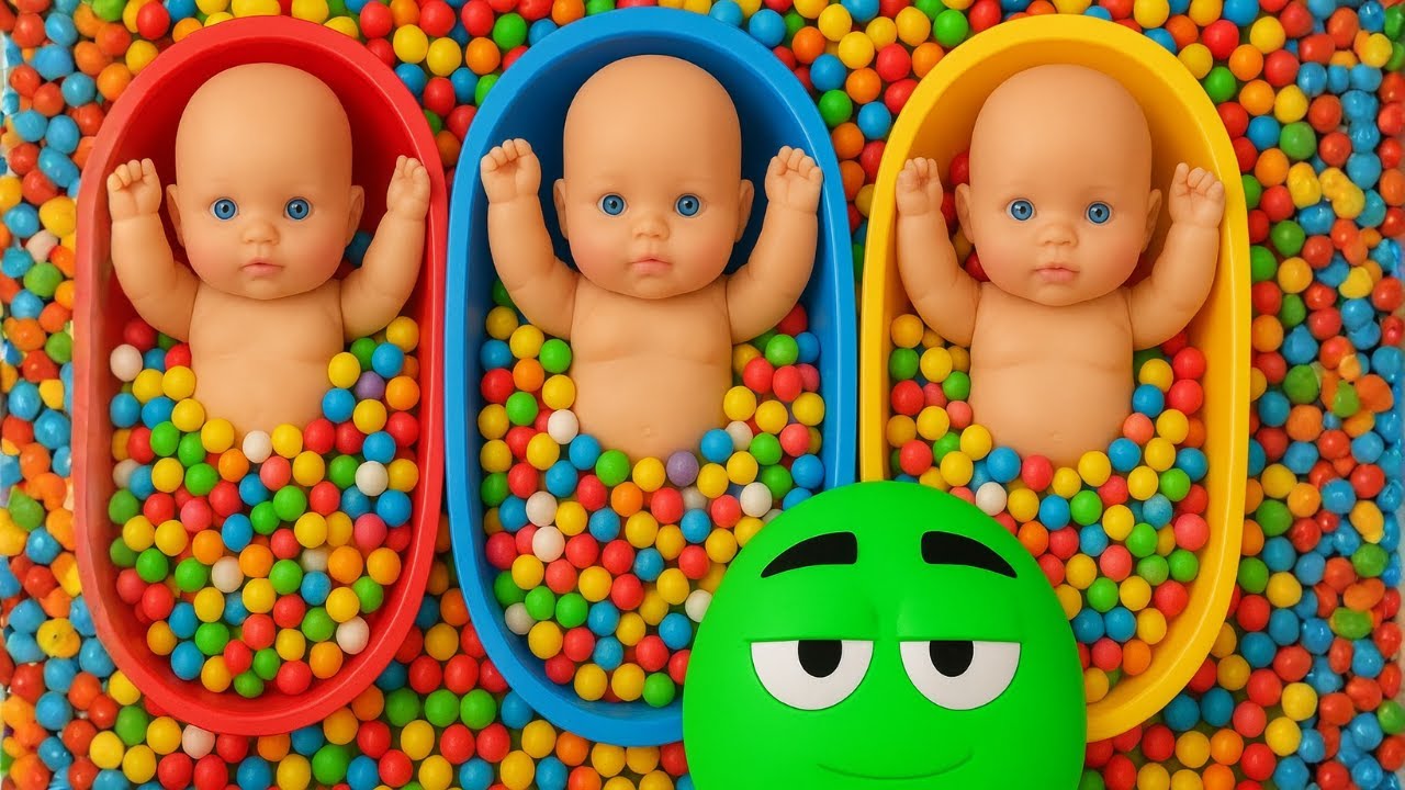 Full of 3 Rainbow BathTubs Candy with M&M's & Magic Slime Cutting Video