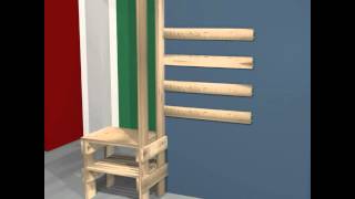 Watch how to assemble wood parts to build a shoe rack. With its built-in bench, it has adjustable shelves for all shoe sizes. Ready 