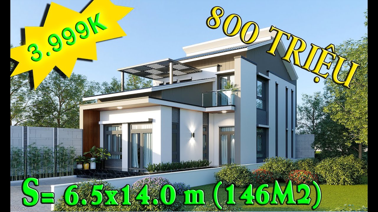 BT2- 92115 MẪU NHÀ 2 TẦNG HIỆN ĐẠI ĐỘC ĐÁO MẶT TIỀN CHỈ 6,5M