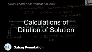 Calculations of Dilution of Solution, Chemistry Lecture | Sabaq.pk