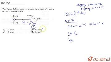 The figure below shows current in a part of electric circuit. The current `i` is