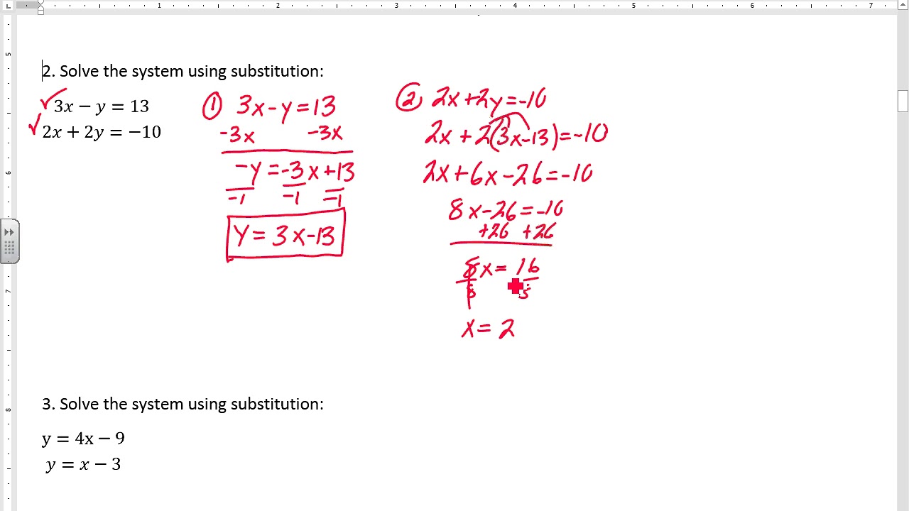 Solve Using Substitution #2 - YouTube