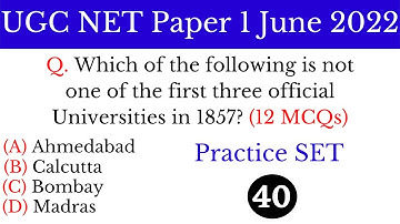 (Practice SET 40) Top 12 Most Important MCQs For NTA UGC NET Paper 1 June 2022 in Hindi & English