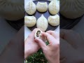 Shape the dough by hand into dumplings filled with vegetables and seasoned ground meat #cooking
